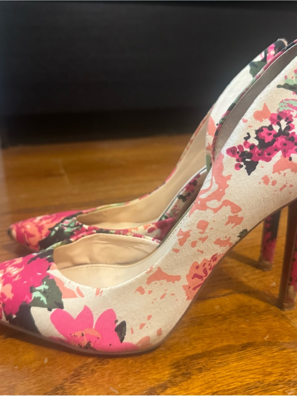 Jessica Simpson Pink Floral Pointed-Toe Stiletto Heels